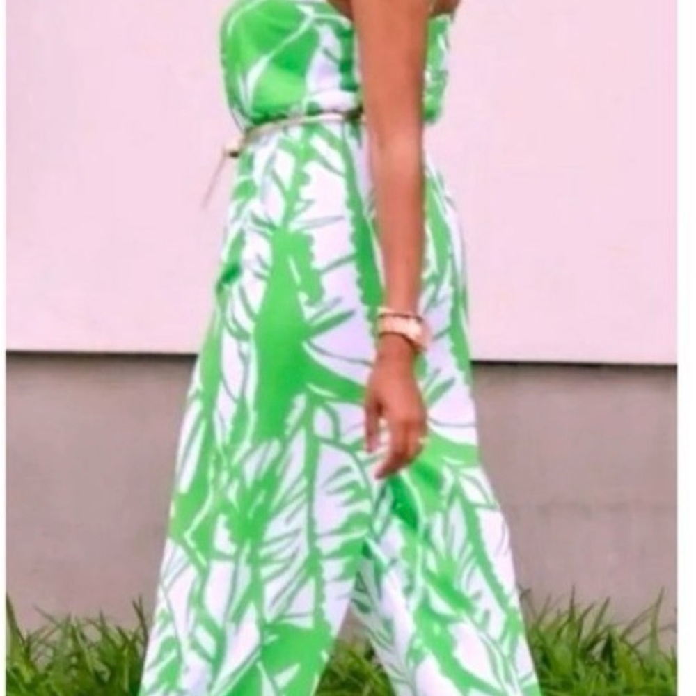 Lilly Pulitzer Vibrant Green and White Jumpsuit